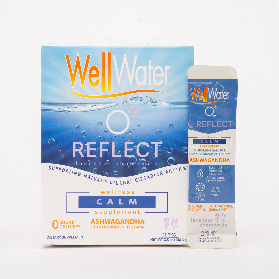 WellWater O+ Reflect with Ashwagandha, L-Glutathione, 5-htp, gaba and more